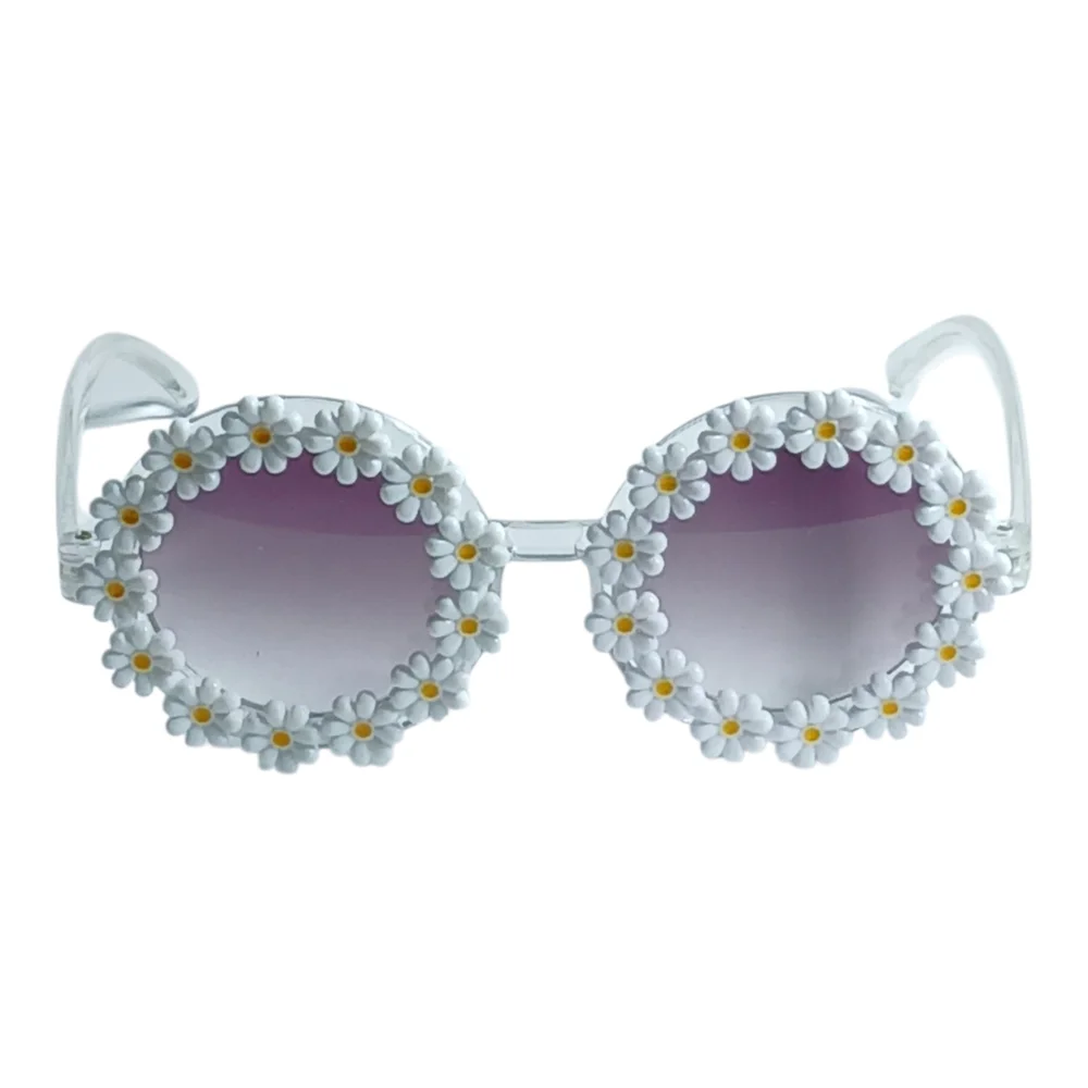Daisy Frame Kids Sunglasses - Clear Frame with Purple Lenses